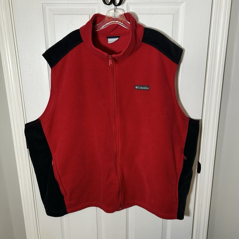 Columbia Sportswear Fleece Vest Men's 5X Full Zip Red & Black